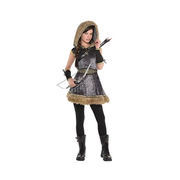 BRAND NEW youth girl archer hunter huntress halloween costume M 8-10 & XL 14-16 - Picture 1 of 7